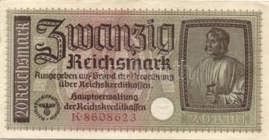 Német 3. Birodalom / Általános kiadás a megszállt területek részére 1939. (DN) 2RM, 20RM T:II+,II