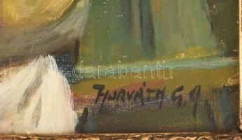 Horváth G. Andor (1876-1966): Mulatozók. Olaj, vászon. Jelzett. Dekoratív, sérült, fakeretben. 43×55...