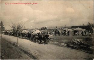 K.u.K. österreichisch-ungarische Armee / WWI Austro-Hungarian K.u.K. military, camp with packed carriages