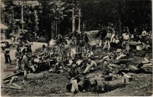 1918 Festschmaus / WWI Austro-Hungarian K.u.K. military, soldiers celebrating at the camp + K.u.K. Feldartillerieregiment No. 25. (EK)
