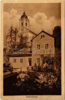 Szklenófürdő, Sklené Teplice; Ásvány gőzfürdő és templom / steam spa and church (Rb)