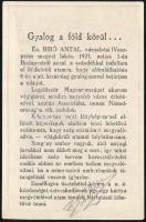 cca 1927 Bíró Antal várpalotai lakos autográf aláírása őt ábrázoló kép hátoldalán, Budapestről indul...