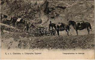 K.u.K. Eisenbahn- und Telegrafen-Regiment. Telegraphenbau im Gebirge / Austro-Hungarian Railway and Telegraphy Regiment in the mountains. Verlag J.L.K. No. 110.