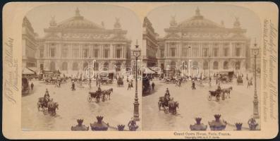 1889 Párizs, Opera, sztereófotó, 8,5×17,5 cm