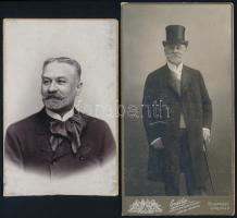 cca 1900 Szohner Antal (1847-1911) honvédelmi miniszteri tanácsos 2 db portréja, felületi sérülésekkel, 16,5×11 és 20×10,5 cm
