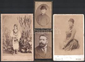 cca 1870-1900 8 db keményhátú portré, különböző műtermekből, vegyes méretben