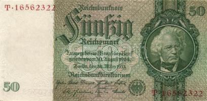 Német 3. Birodalom 1933. 50M "békenyomat" 8 jegyű sorszámokkal T:I