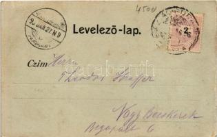 1899 (Vorläufer) Versec, Werschetz, Vrsac; Városliget, Fő tér, este, Brüder Walke és Löwenstein üzle...