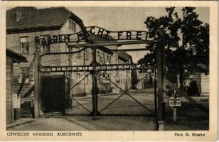 Oswiecim, Auschwitz; WWII German Nazi concentration camp. Main gate to the camp (EB)