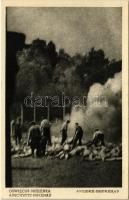Oswiecim-Brzezinka, Auschwitz-Birkenau; WWII German Nazi concentration camp. Cremation of corpses on pyres