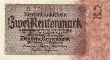 Német 3. Birodalom 2Rentenmark birodalmi nyomat T:I