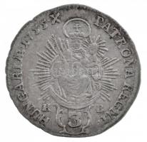 1755K-B 3kr Ag Mária Terézia Körmöcbánya (1,63g) T:2-hajlott lemez R! / Hungary 1755K-B 3 Kreuzer Ag Maria Theresia Kremnitz (1,63g) C:VF bent coin Rare Huszár: 1725., Unger III.: 1256.