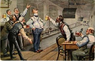 Alle Neune! / Men at the bowling alley, drinking and smoking. T.S.N. Serie 1682. (6 Dess.) s: Arth. Thiele (EK)