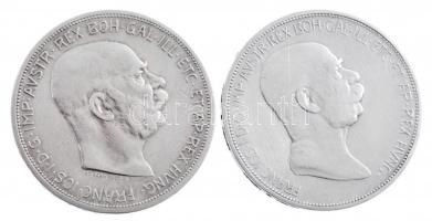 Ausztria 1909. 5K Ag (2xklf) "Ferenc József" kisebb és nagyobb fejjel T:2,2- patina, karc
...