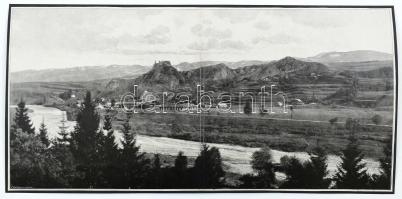 cca 1900 A csorisztyni sziklasor, Divald Károly fényképe után készült festmény nyomata kartonra kasírozva, 23x47 cm