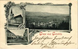 1899 (Vorläufer) Slovenske Konjice, Gonobitz; church, street. Art Nouveau, floral (EK)