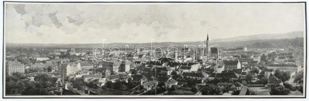 cca 1900 Kolozsvár látóképe, nyomat kartonra kasírozva, 18x56 cm
