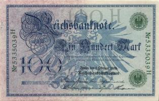 Német Birodalom /Császárság 1908. 100M zöld "pecséttel" T:I