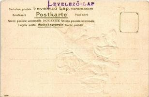 Tacskók. Dombornyomott litho / Dachshund dogs. Embossed litho