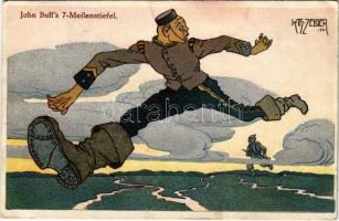 1915 John Bulls 7 Meilenstiefel / WWI German military propaganda. B.K.W.I. 757-8. s: K. Th. Zelger (EK)