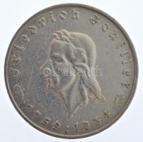 Német Harmadik Birodalom 1934F 5M Ag "Friedrich Schiller" Stuttgart (13,91g) T:2,2- / Germ...