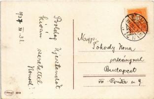 1937 Boldog újévet! Trombitázó és kürtön játszó malacok / New Year greeting, pigs playing on the tru...