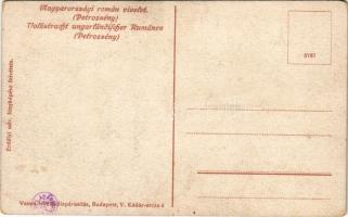 Petrozsény, Petrosani; Magyarországi román viselet. Erdélyi udvari fényképész felvétele. Vasúti leve...