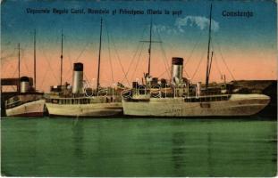1929 Constanta, Vapoarele Regele Carol, Romania si Principesa Maria in port / steamships (EK)