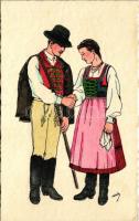 Marosszék, Scaunul Muresului; Székely népviselet / Costumi popolari secleri / Transylvanian folklore art postcard s: Haáz (EK)