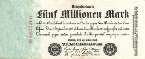 Német Birodalom / Weimari Köztársaság 1923. 5.000.000M T:I