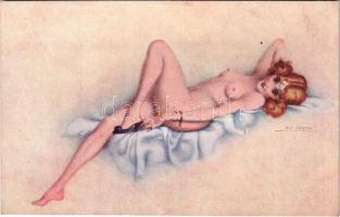Erotic nude lady art postcard / Le Nu habillé. Marque L.-E. Paris Série 95. No. 5. s: Léo Fontan