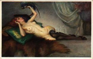 La femme / Erotic nude lady art postcard. No. 1217. s: S. Bender (EK)