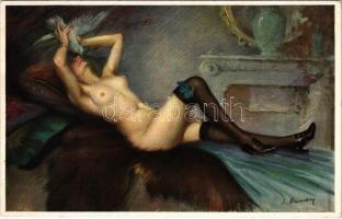 La femme / Erotic nude lady art postcard. No. 1224. s: S. Bender
