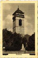 Rozsnyó, Roznava; Őrtorony, Gróf Andrássy Dénesné (Franciska) szobor. Gömöri kiadása / watchtower with Hungarian irredenta propaganda and coat of arms, statue, monument (EK)