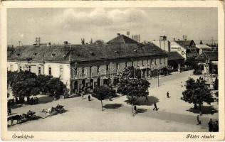 1941 Érsekújvár, Nové Zámky; Fő tér, üzletek, Hartenstein bútor áruháza / main square, shops, furniture warehouse (EB)