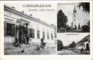 1925 Kiskomárom (Zalakomár), Római katolikus templom, utca, Skopál Lajos üzlete (EK)