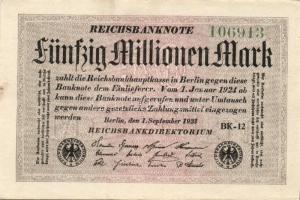 Német Birodalom /Weimari Köztársaság 1923. 50.000.000M 3 klf vízjellel T:I