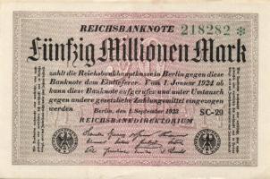 Német Birodalom / Weimari Köztársaság 1923. 50.000.000M 3 klf vízjellel T:I,I-