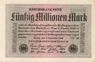 Német Birodalom / Weimari Köztársaság 1923. 50.000.000M 3 klf vízjellel T:I,I-