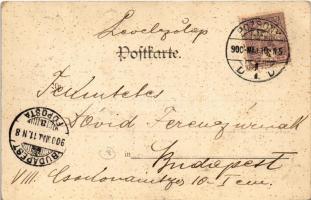 1900 Október. Szecessziós művészlap szőlővel / October. Art Nouveau lady with grapes. litho