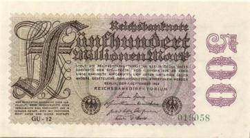 Német Birodalom /Weimari Köztársaság 1923. 500.000.000M (2x) 2 klf vízjellel T:I