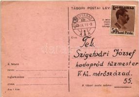 1940 Kolozsvár visszatért. Szecessziós irredenta Horthy Miklós arcképével. Tábori postai levelezőlap...