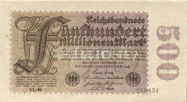 Német Birodalom /Weimari Köztársaság 1923. 500.000.000M (2x) 2 klf vízjellel T:I