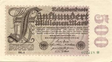 Német Birodalom /Weimari Köztársaság 1923. 500.000.000M (2x) 2 klf vízjellel T:I