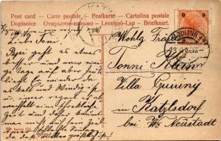 1906 Herzlichen Glückwunsch zum Namenstag! / Name Day greeting art postcard with German banknotes an...