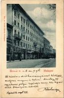 1900 Budapest IX. Diákkaszárnya, villamos, Divald Károly nyomda üzlete és saját kiadása 364. Üllői út 21. (Kosztolányi Dezső egykori otthona) (EK)