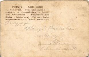 Vándorló cigányok / Gypsy folklore art postcard, traveling gypsies. litho (kopott sarkak / worn corn...