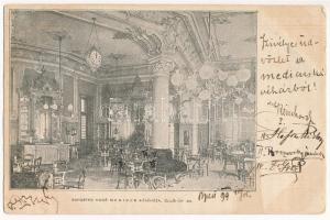 1899 (Vorläufer) Budapest VIII. Schuster Hugó Medicus kávéháza, belső. Üllői út 30. (EB)