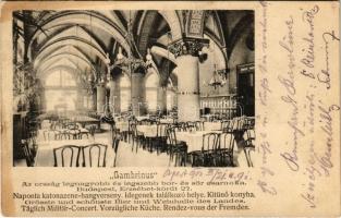 1902 Budapest VII. Gambrinus az ország legnagyobb és legszebb bor és sör csarnoka, belső. Erzsébet körút 27. (fl)