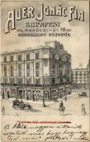 Budapest VII. Auer Ignác fia menyasszonyi kelengye üzlete és divatáruk raktára, reklámlap. Rákóczi út 10.